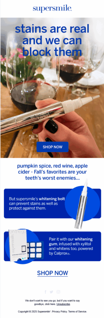 Supersmile promotional email example