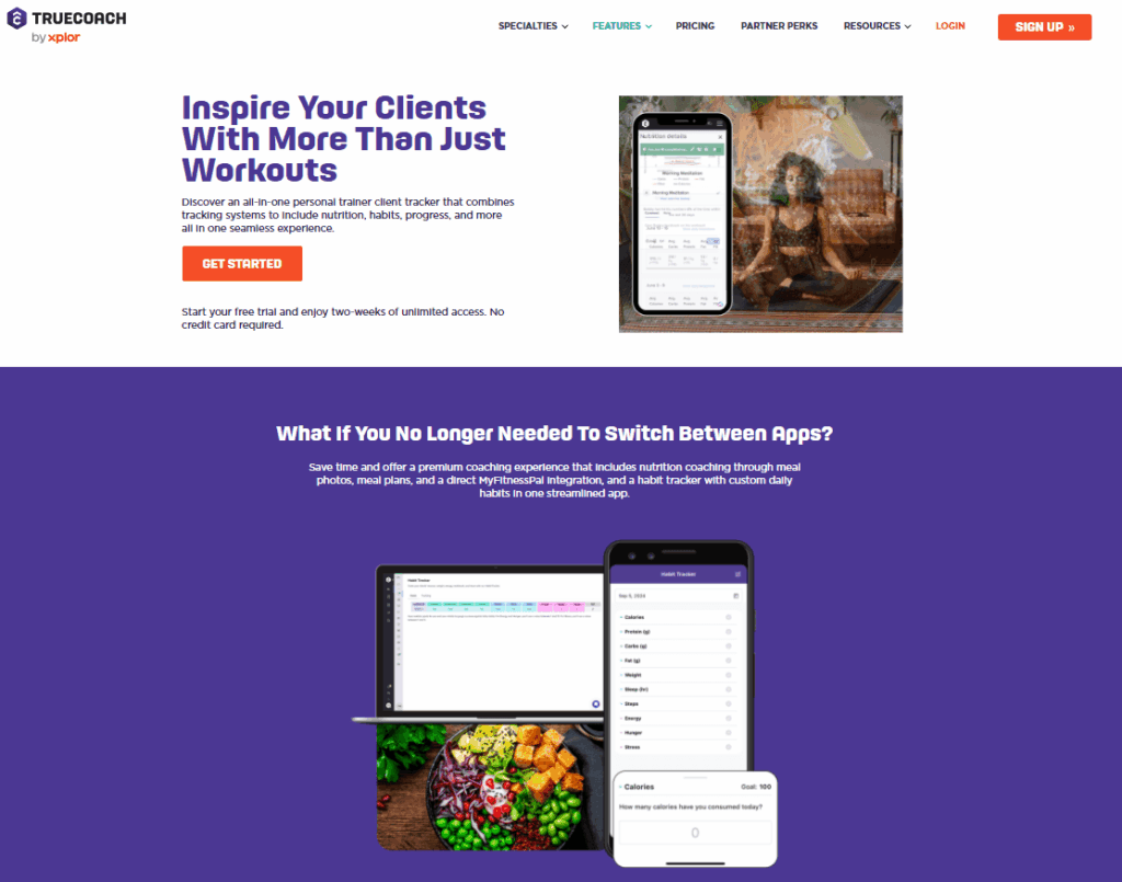 TrueCoach landing page