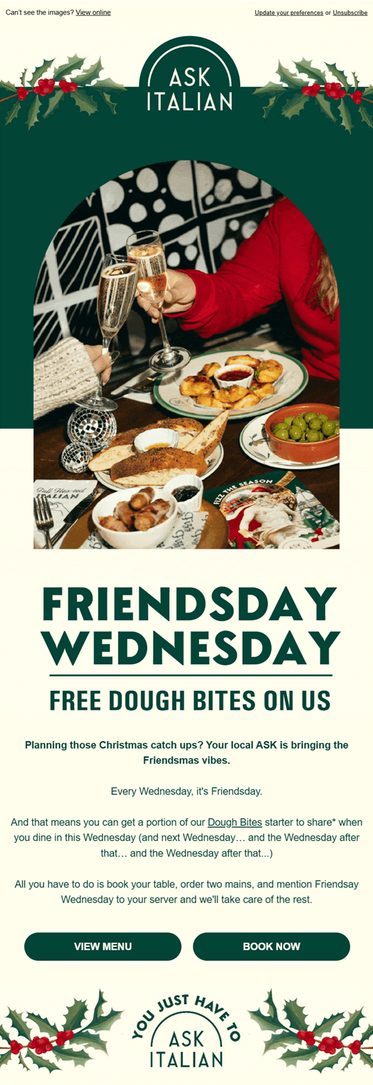 ask italian email example for regular customers