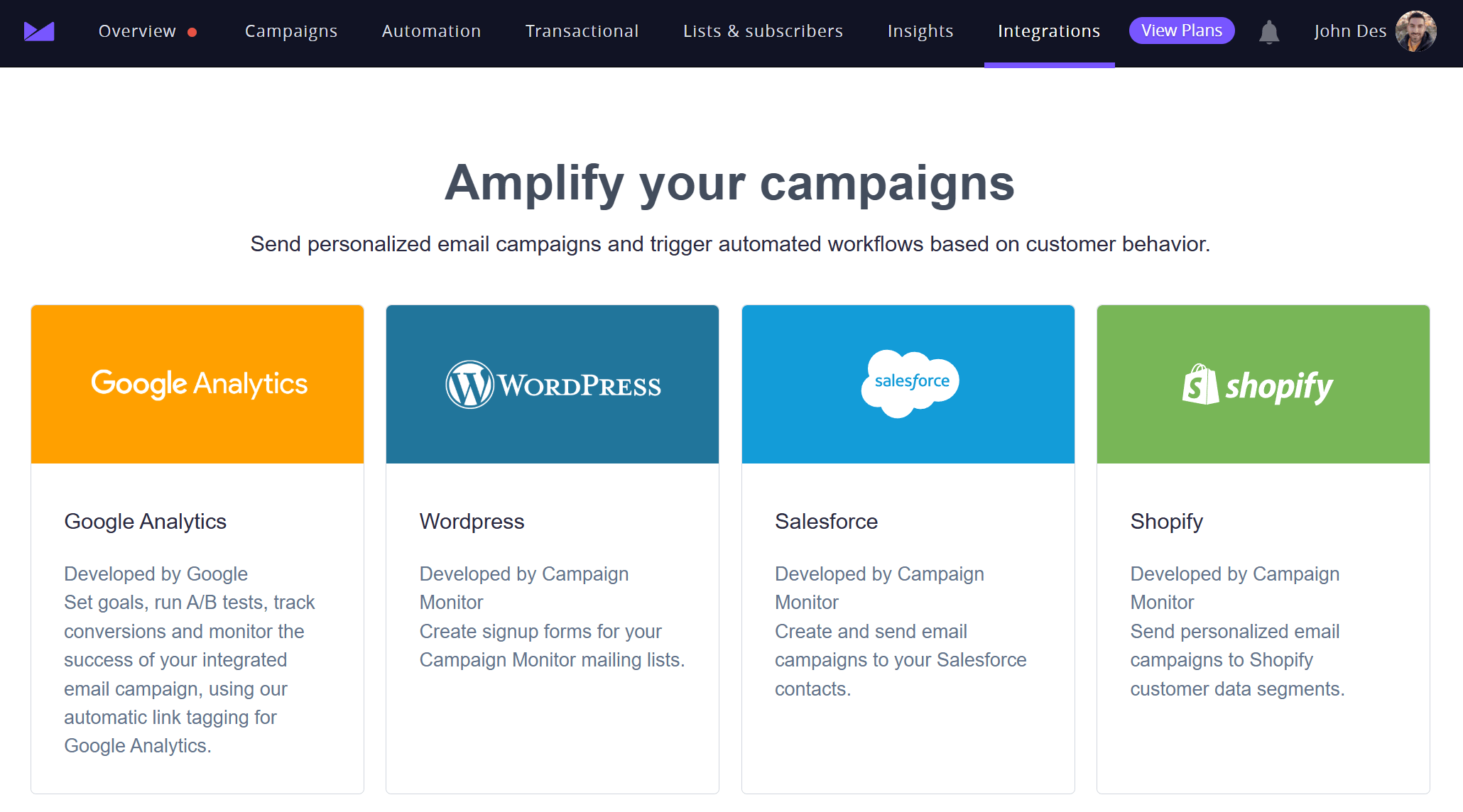 campaign monitor integrations