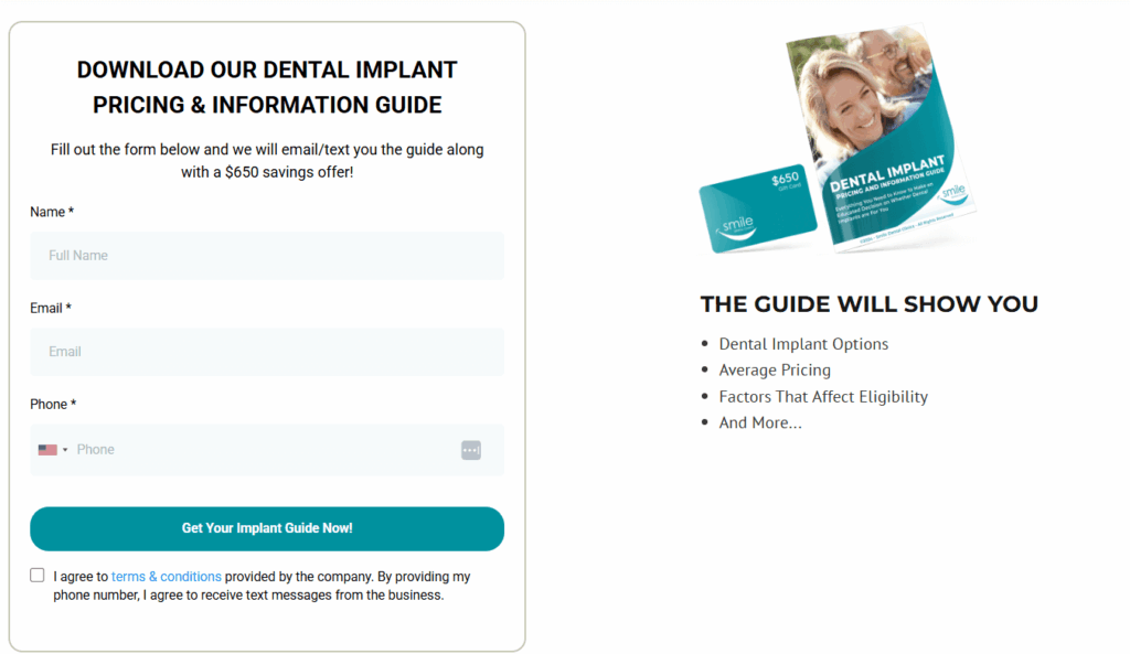 dental guide signup form