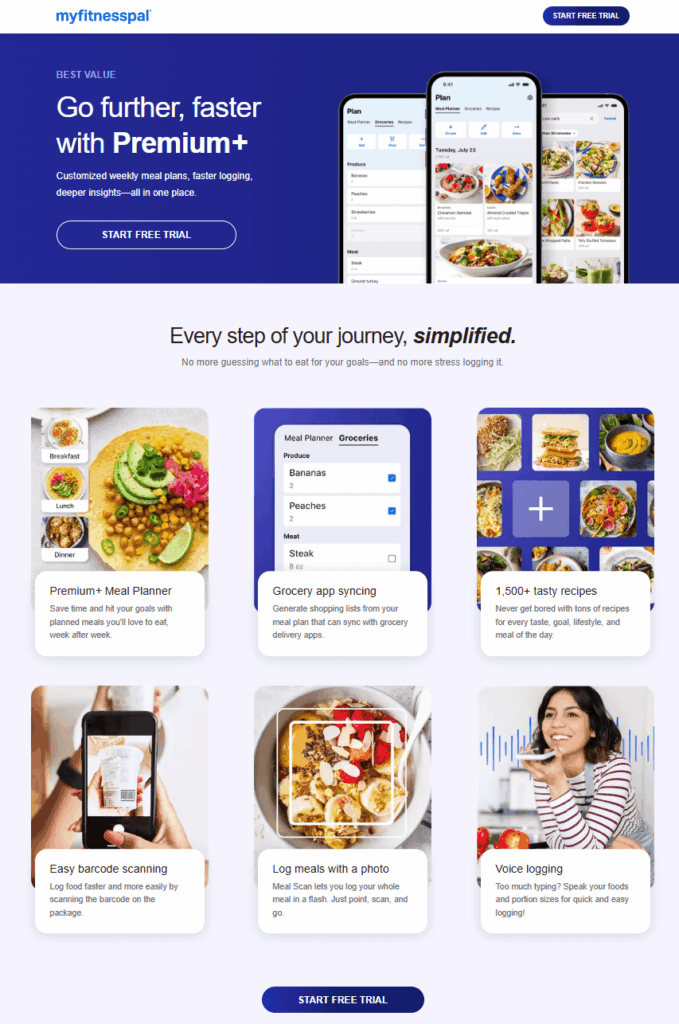 myfitnesspal landing page