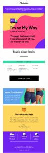 MeUndies' shipping confirmation email with details and tacking CTA