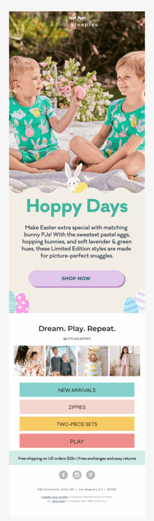 Easter holiday email example