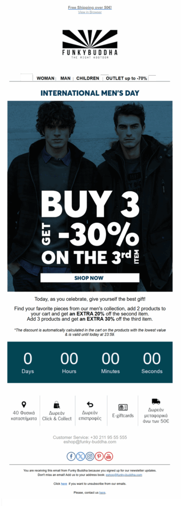 Men's Day email example