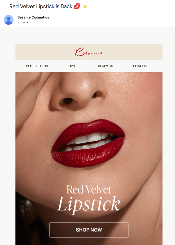 besame cosmetic subject line and email campaign example besame cosmetic subject line and email campaign example