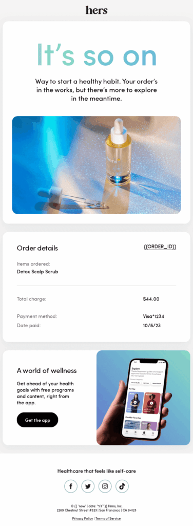 hers order confirmational email hers order confirmational email