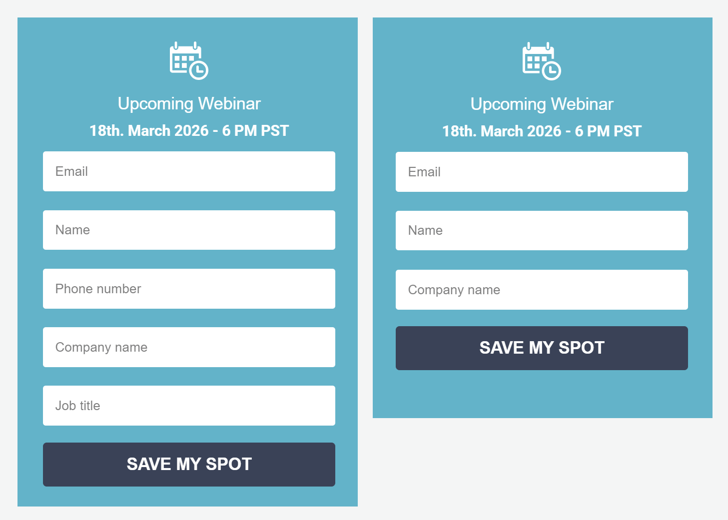 landing page split testing forms