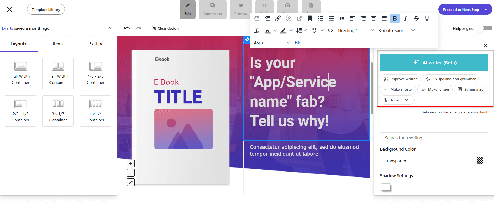 moosend ai writer landing page metrics
