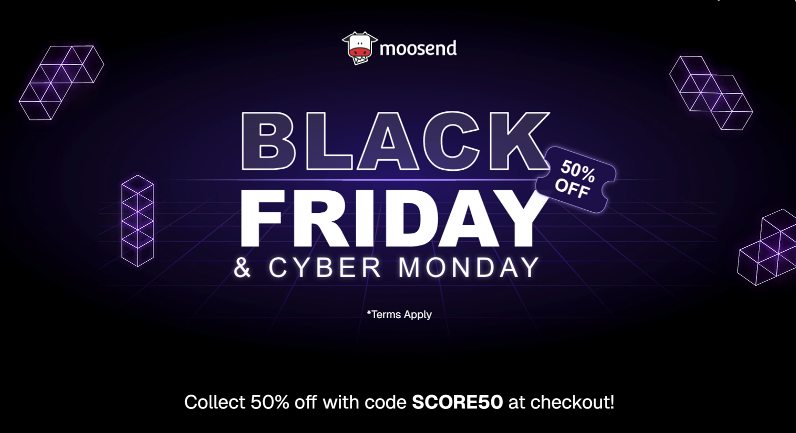 moosend 50% off on annual plans best black friday saas deals
