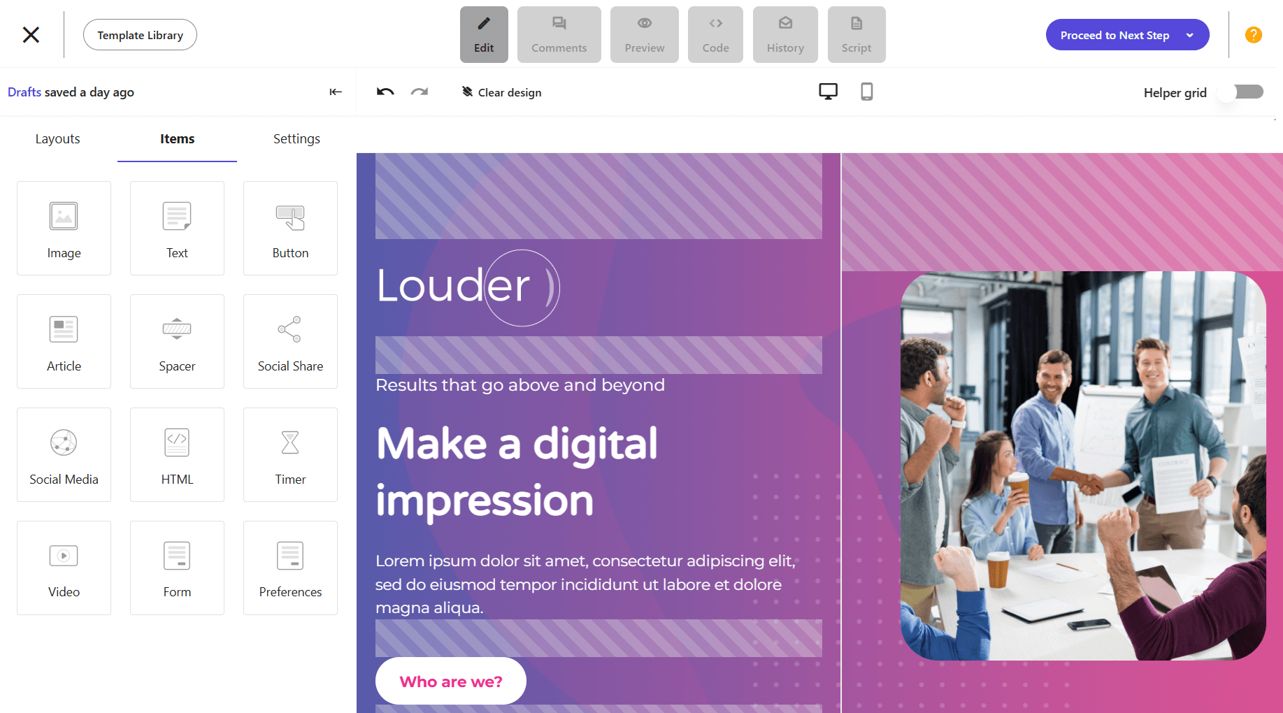 moosend landing page builder