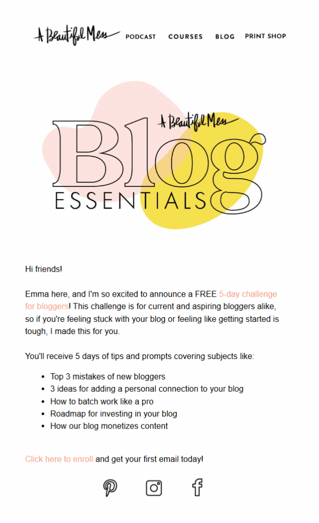 A Beautiful Mess email challenge