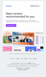 canva's email announcing new features and graphics