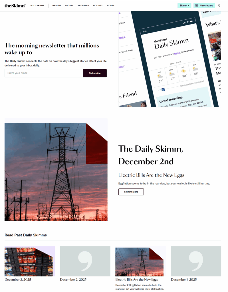 Daily Skimm newsletter example Daily Skimm newsletter example