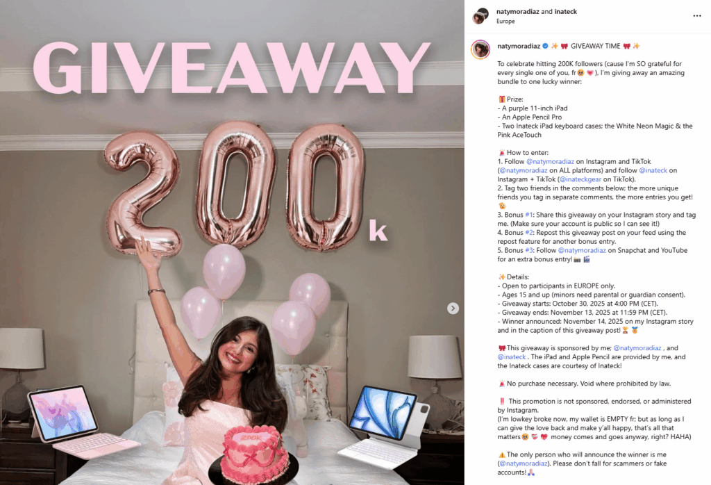 IG milestone giveaway IG milestone giveaway
