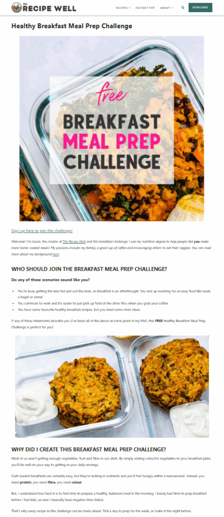 Recipe Well meal prep challenge