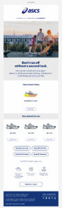 abandoned cart email by asics