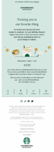 triggered birthday email Starbucks' birthday email