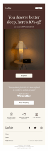 Loftie's email cart abandonment email example by Loftie