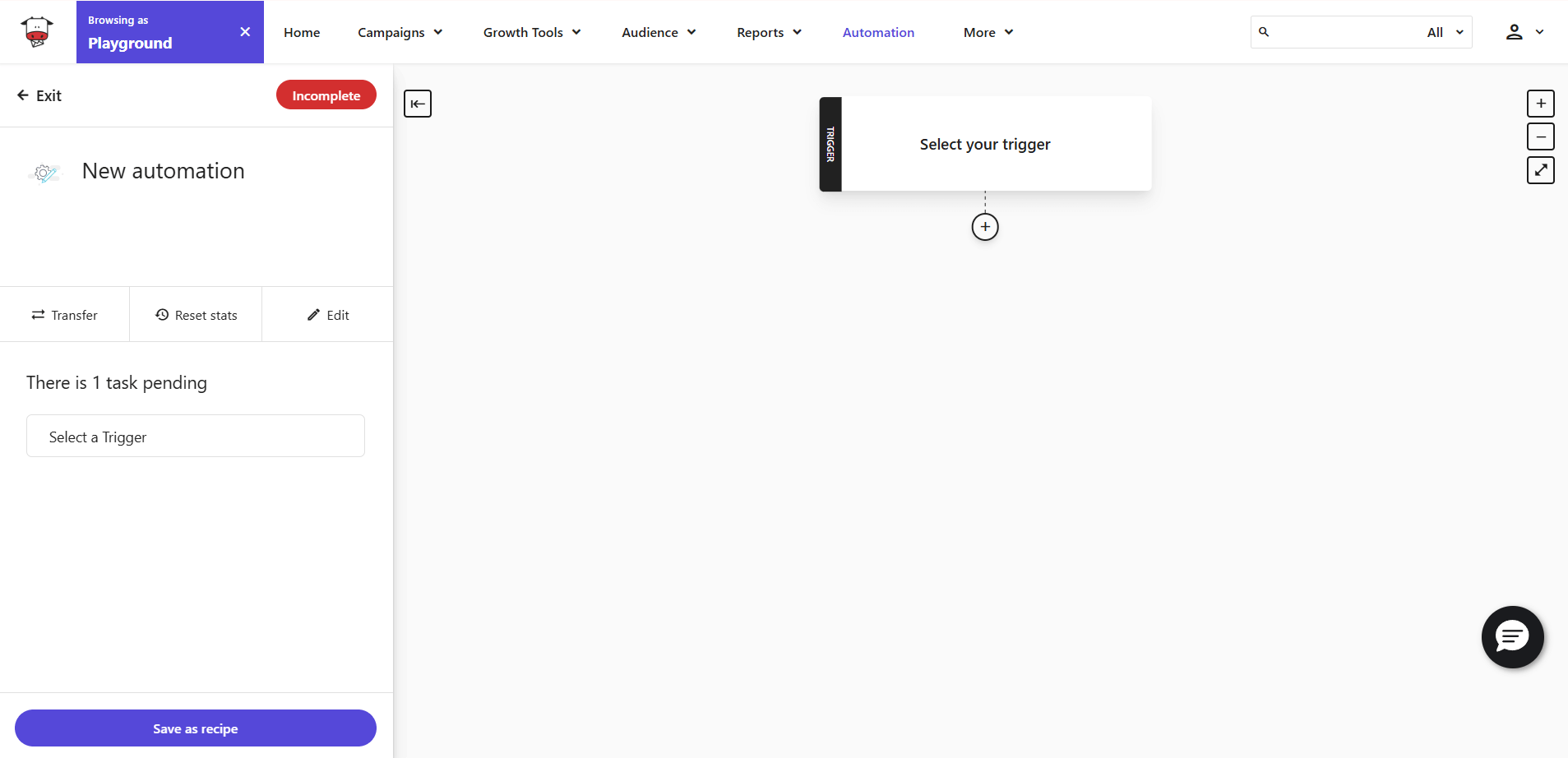 Moosend's automation builder Moosend's new automation creation