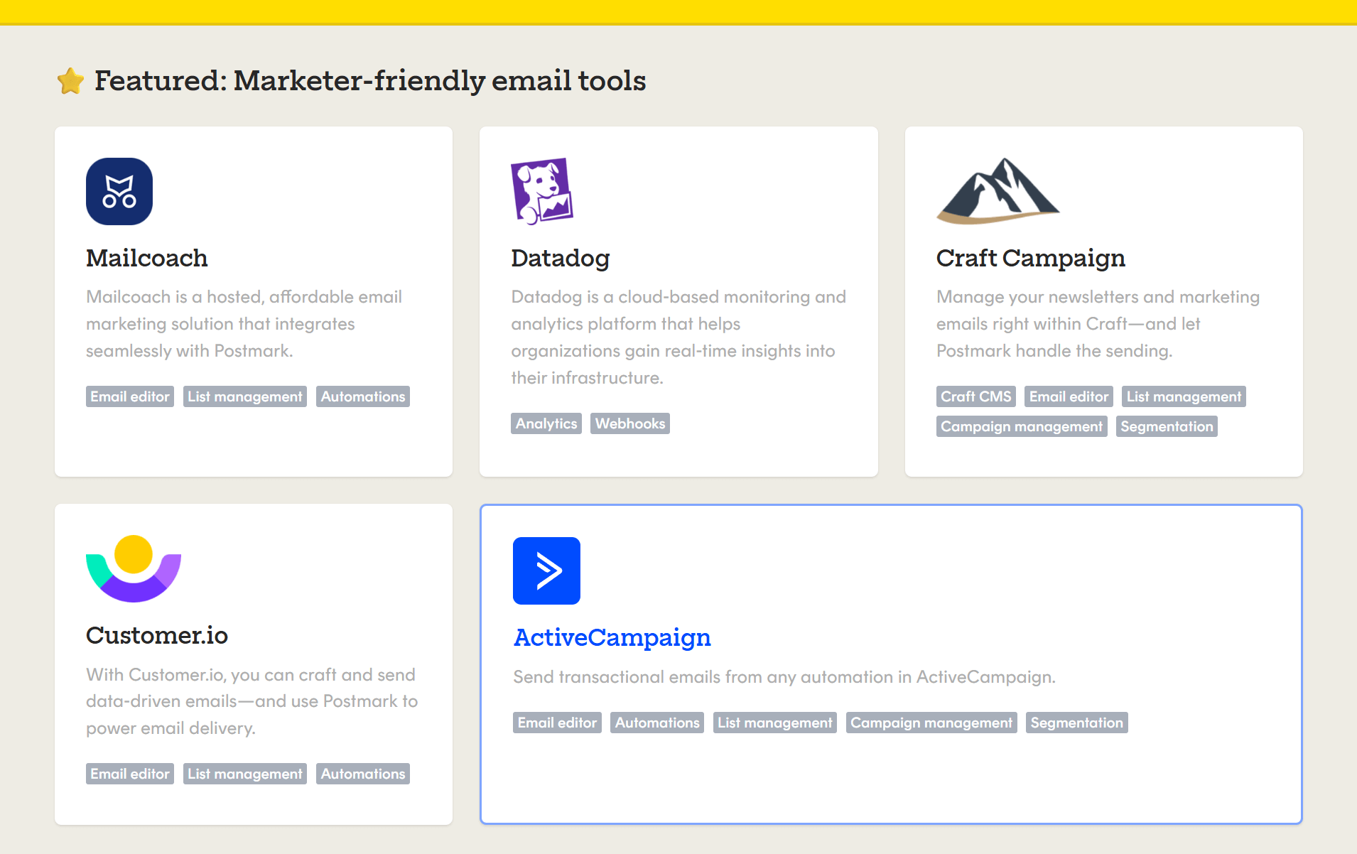 postmark native integrations