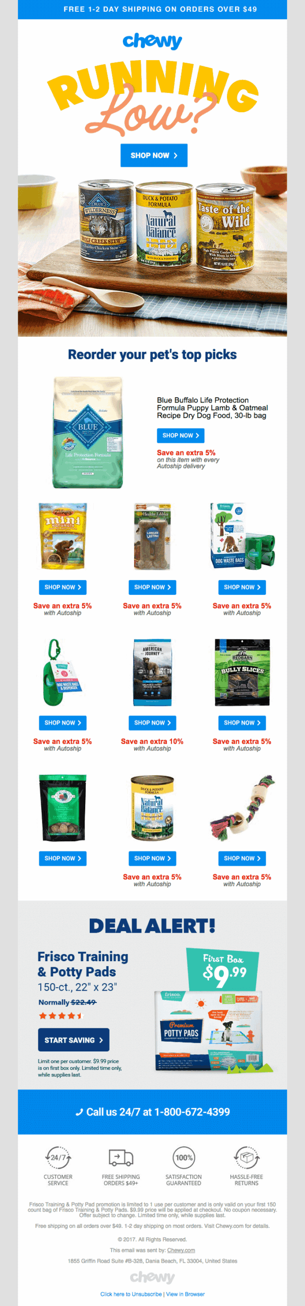 chewy replenishment email example