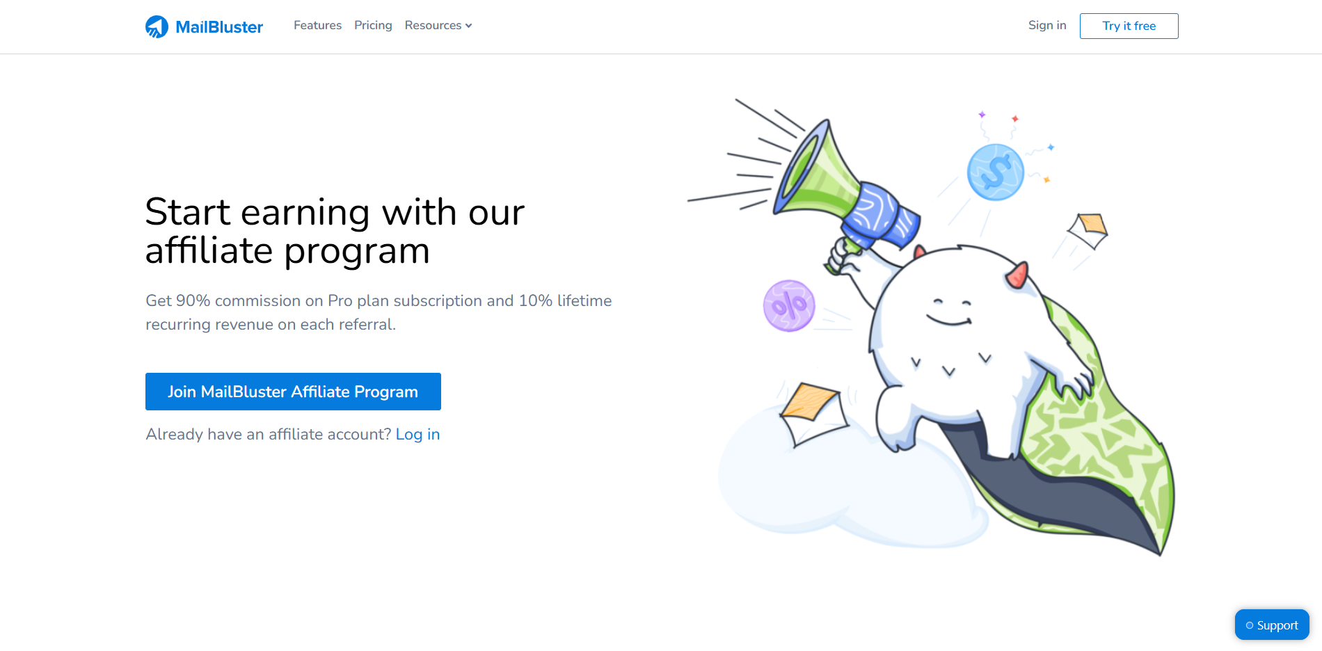 MailBluster affiliate program home page