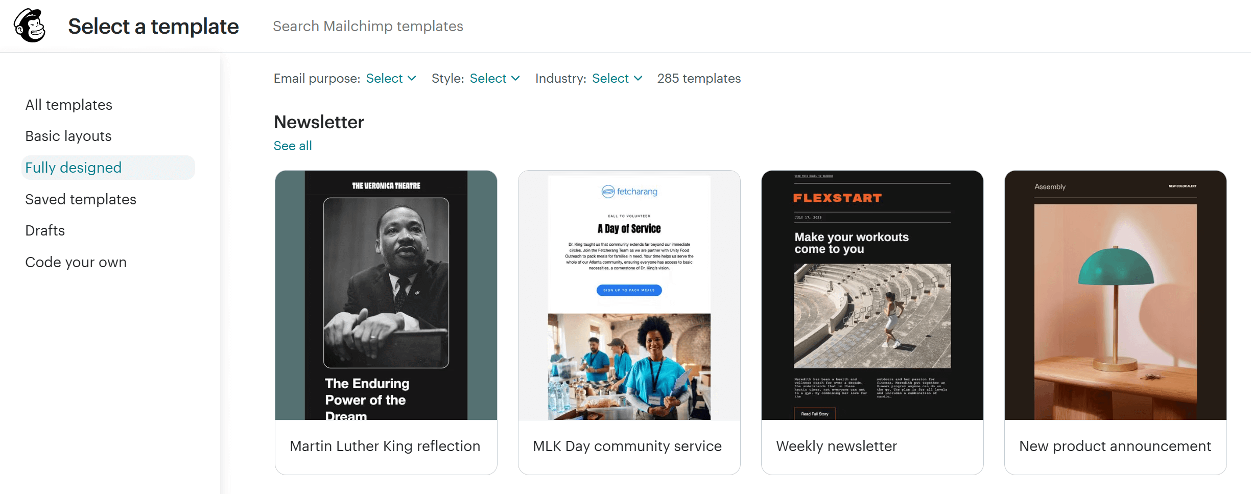 mailchimp email templates
