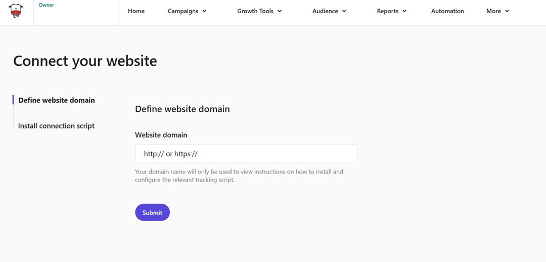 moosend platform connect a website