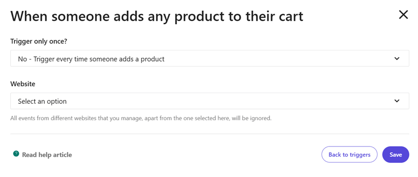moosend automation workflow trigger selection