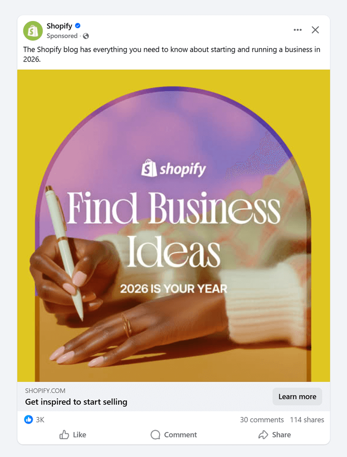 shopify retargeting ad from Facebook