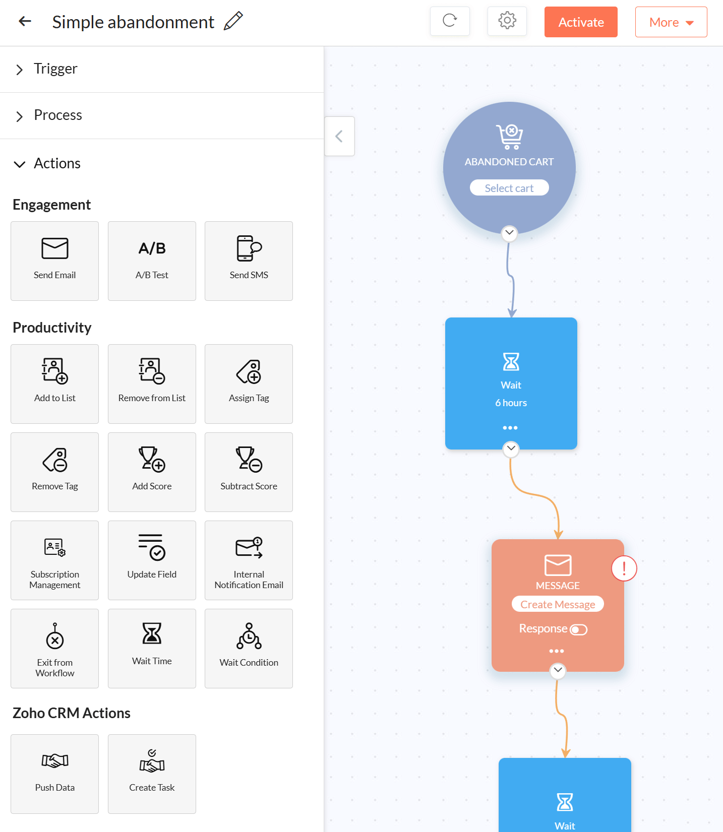 zoho campaigns automation builder