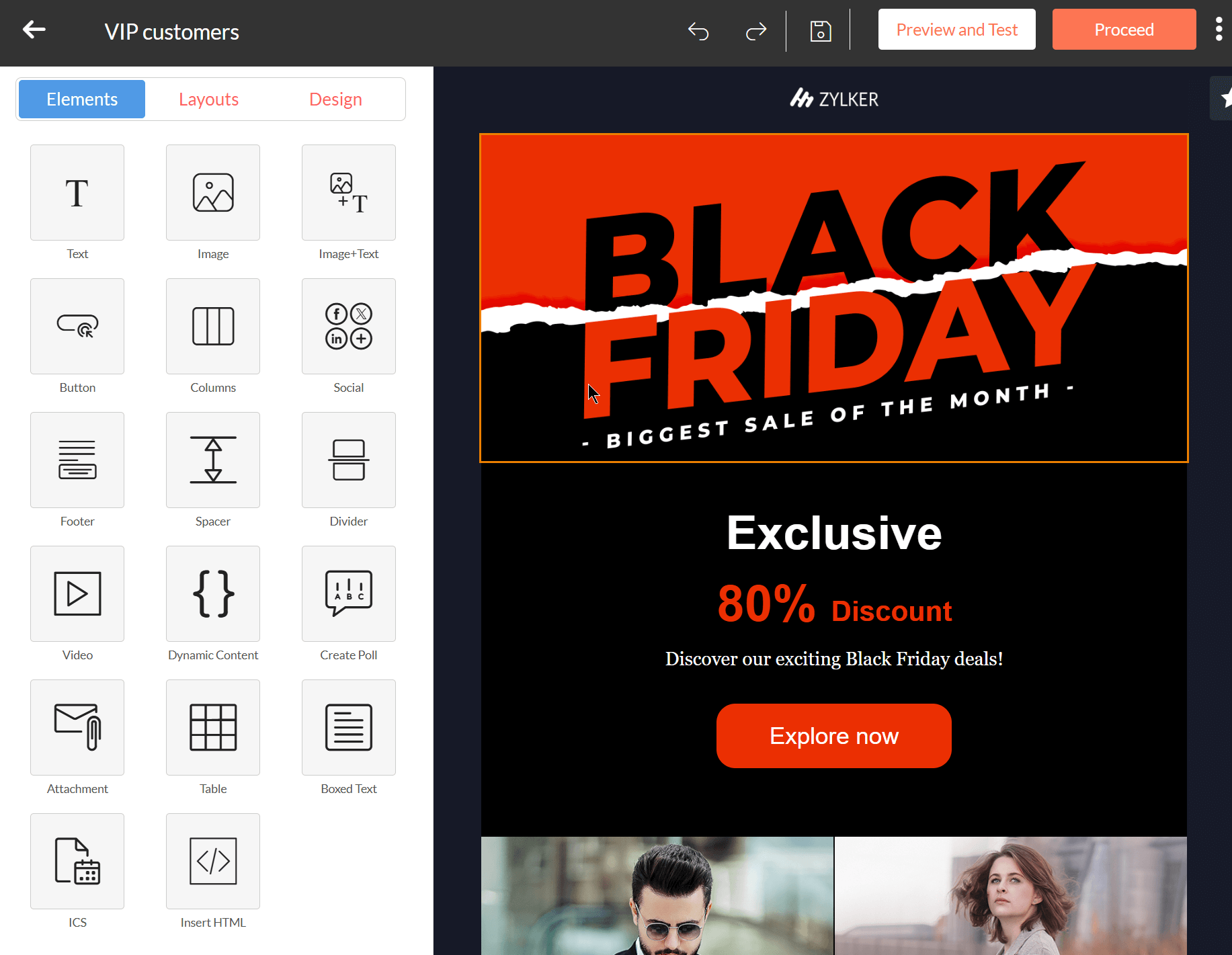 zoho campaigns email editor