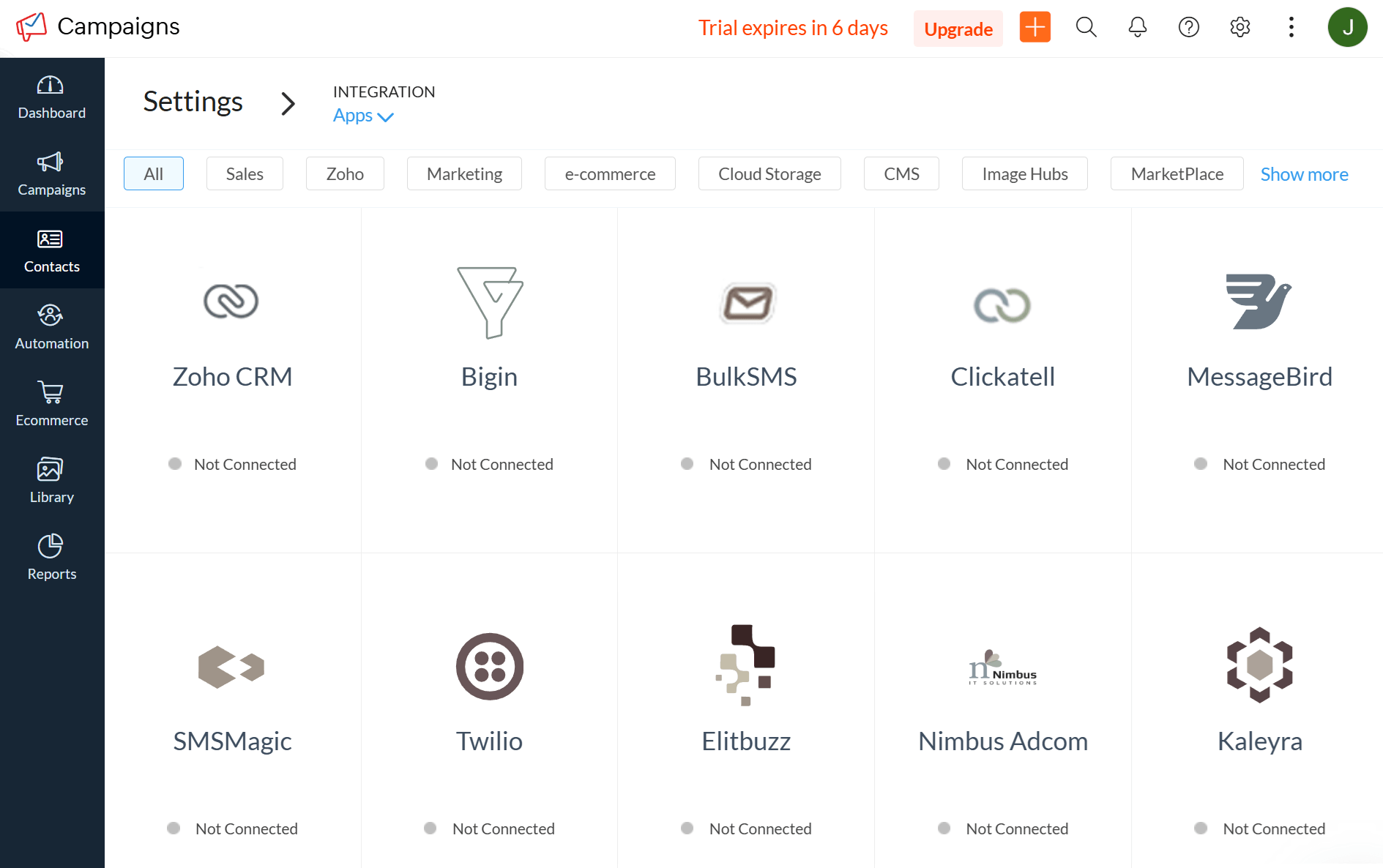 zoho campaigns integrations