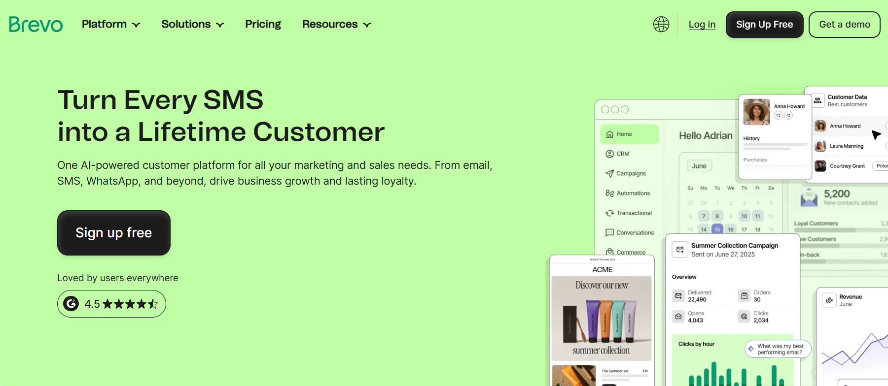 Brevo as an email software for restaurants Brevo home page