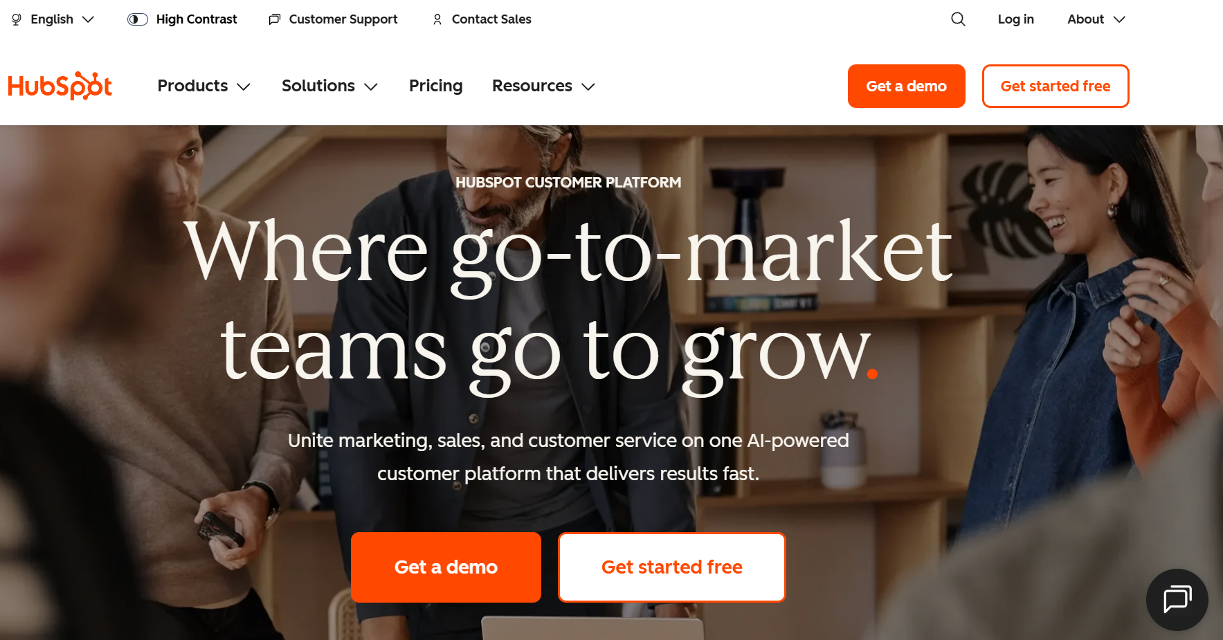 HubSpot restaurant email marketing platform HubSpot home page