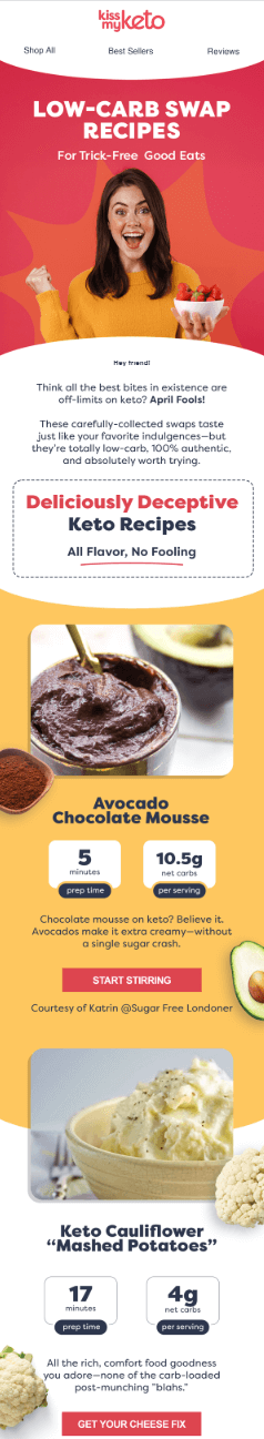 Kiss My Keto email example Kiss My Keto email example