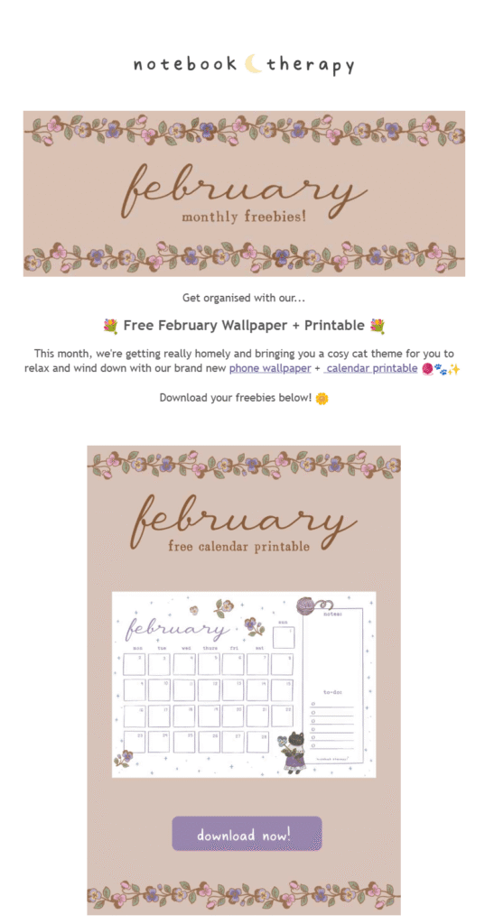 NotebookTherapy email example