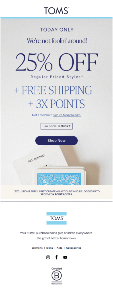 TOMS campaign example TOMS campaign example