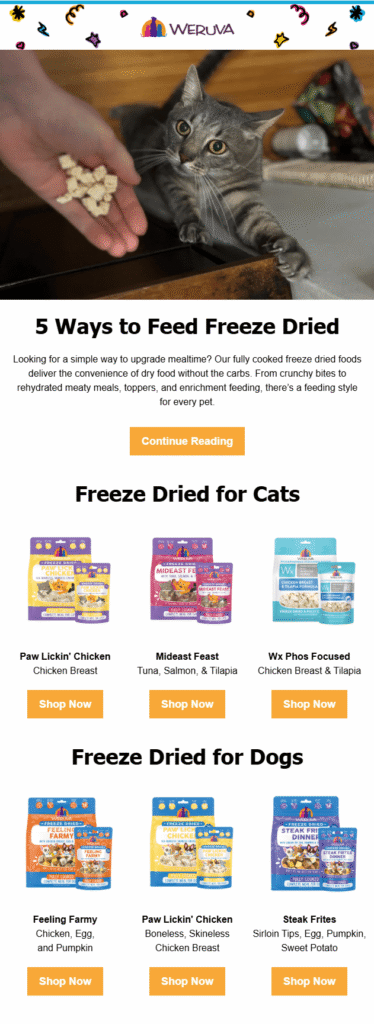 Weruva's subject line with numbers