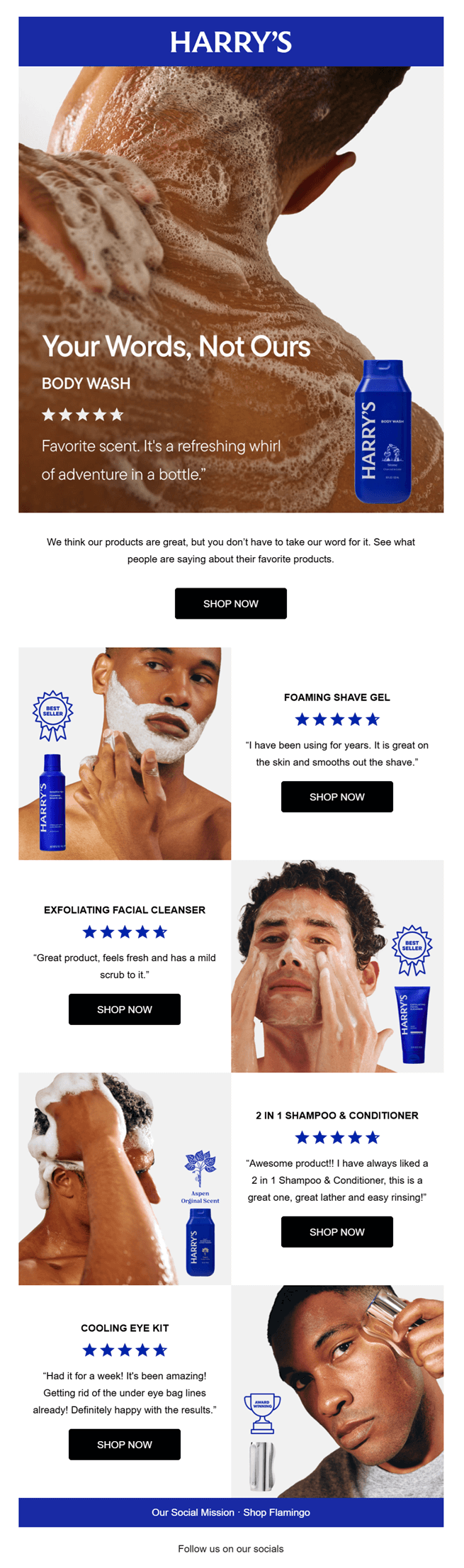 harry's social proof in email example