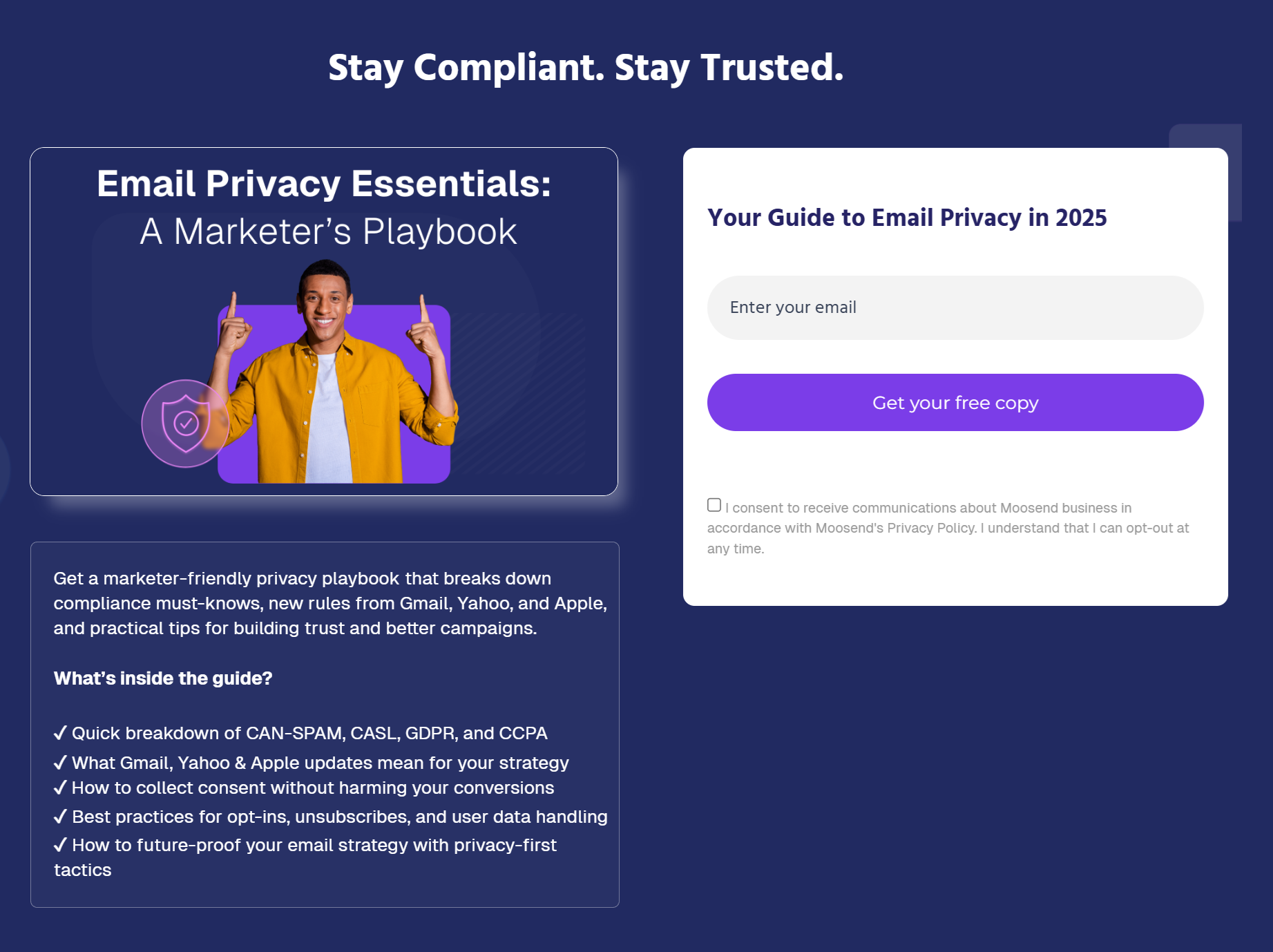 moosend landing page examples for privacy guide
