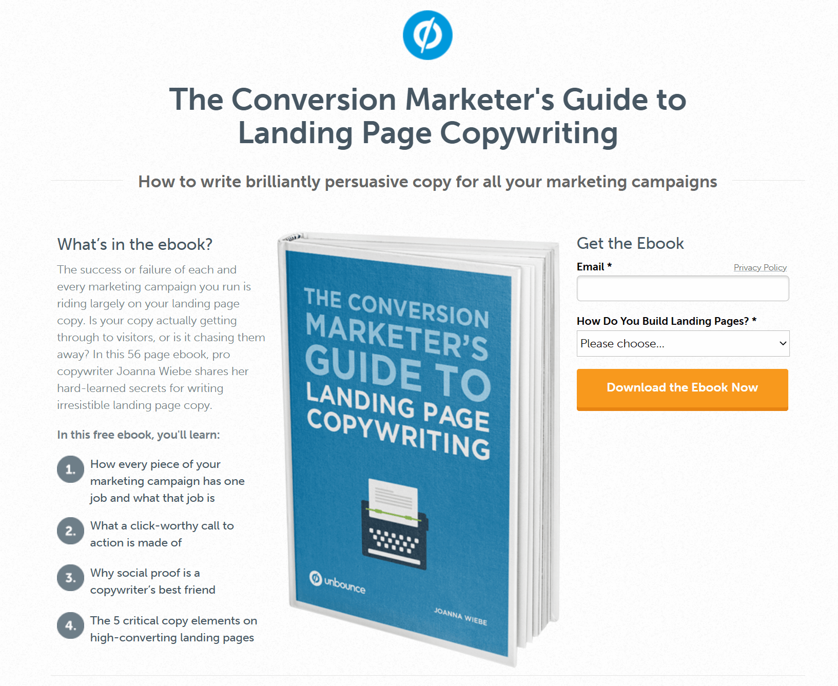 good landing page by Unbounce