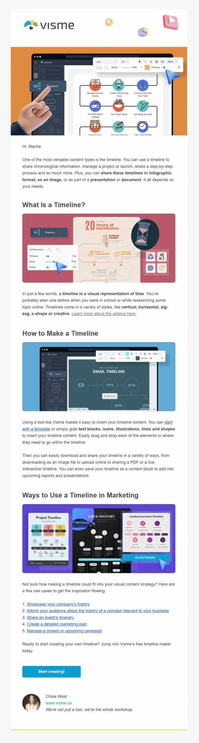visme educational email exampel for scaling yoru business
