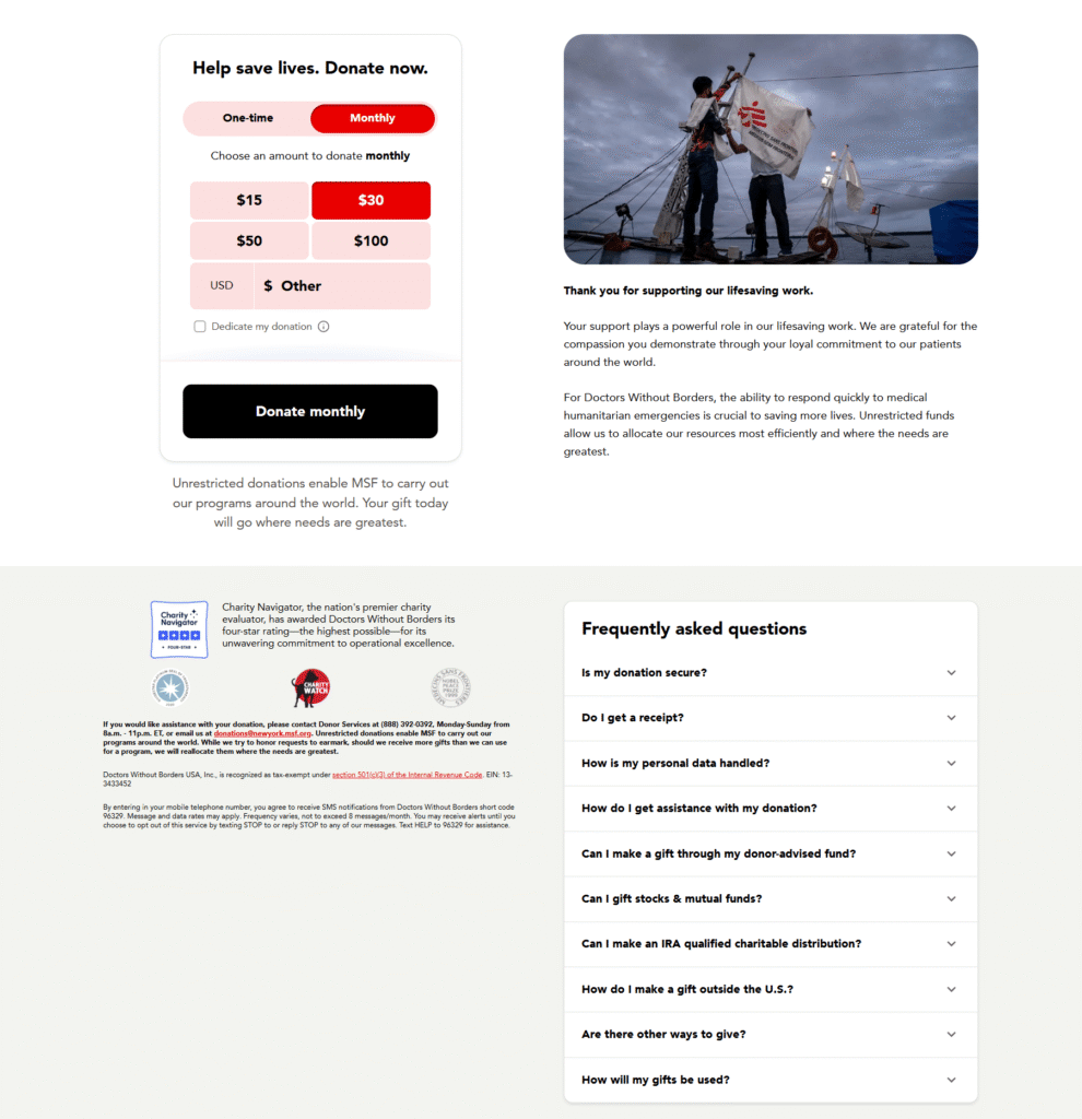 Doctors without Borders landing page