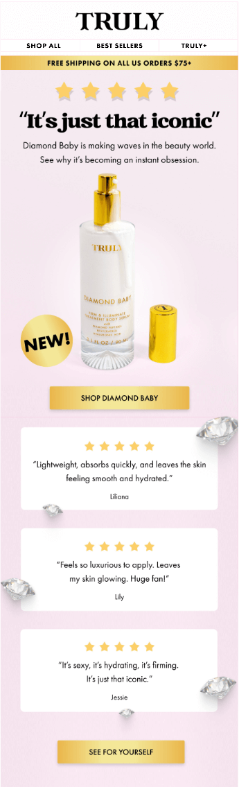 Truly's classy email example with premium look