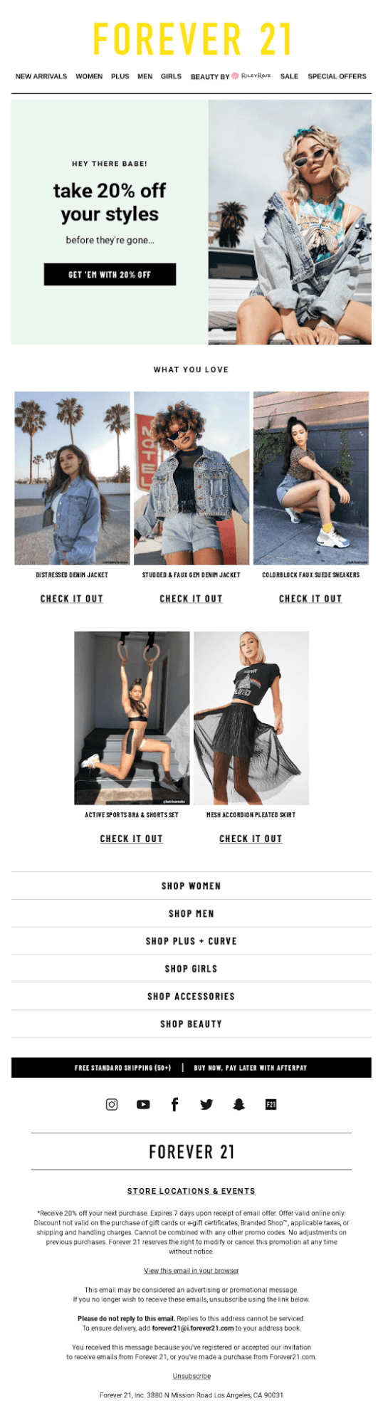 email marketing segmentation forever 21 example