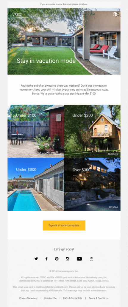 VRBO email example
