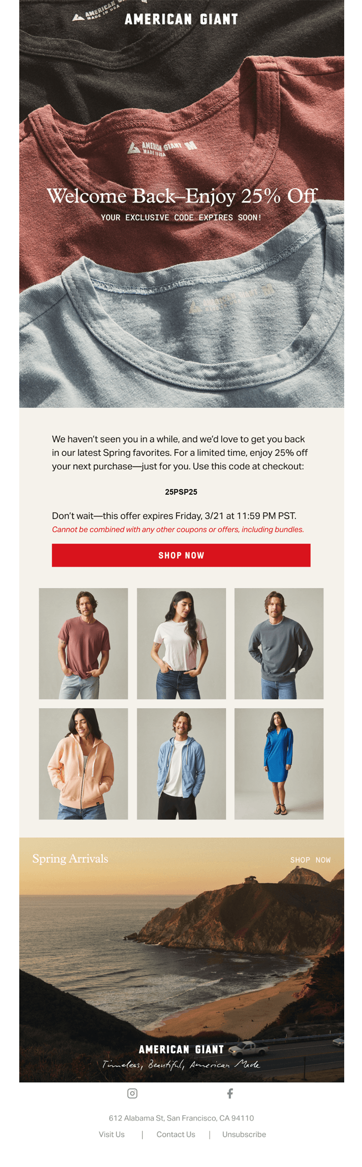 american giant re-engagement email campaign