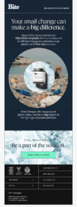 email example by bite bite's email showcasing plastic-reduction initiatives